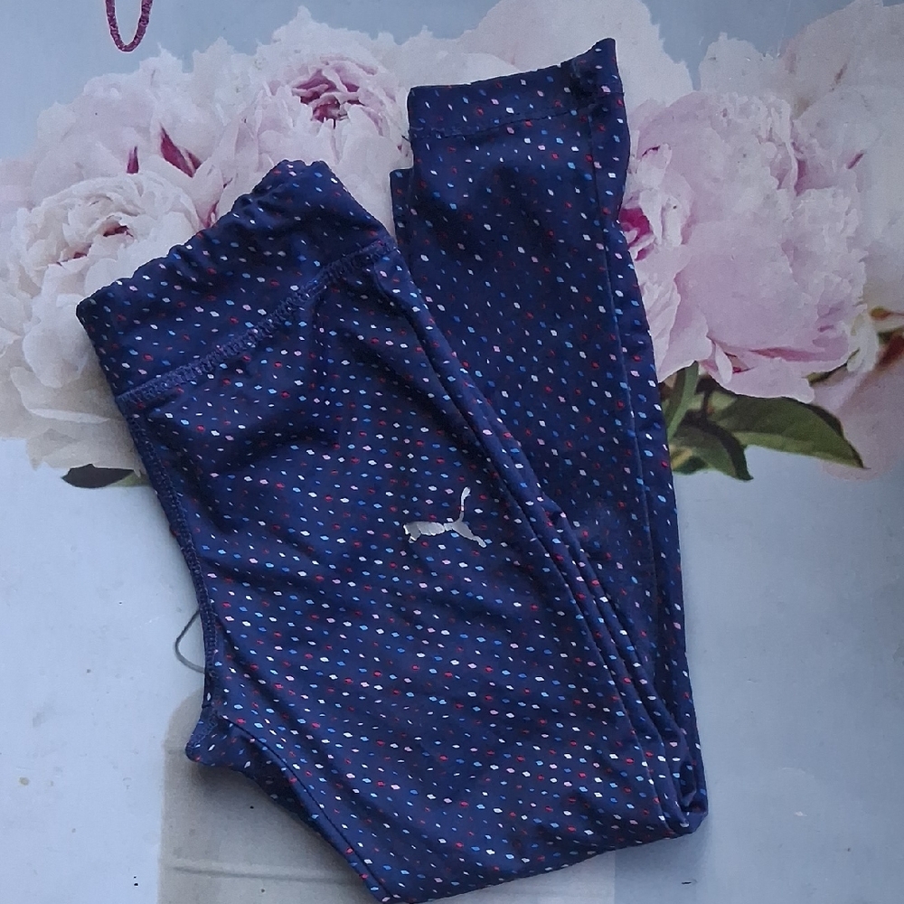 Puma Navy Leggings with Pink and Light Blue Dot Detail